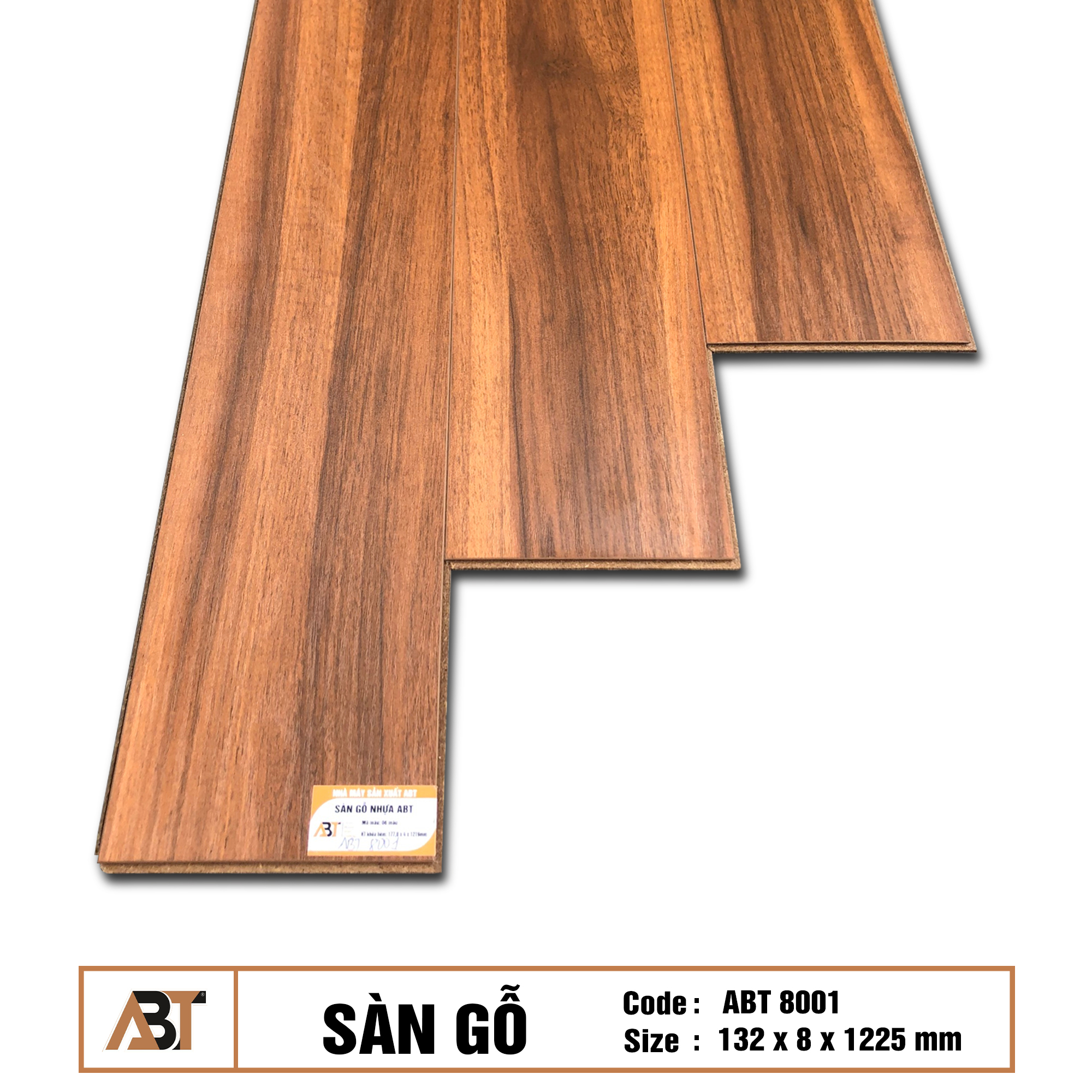Sàn gỗ 8mm ABT8001 ( KT : 132*8*1225 mm )