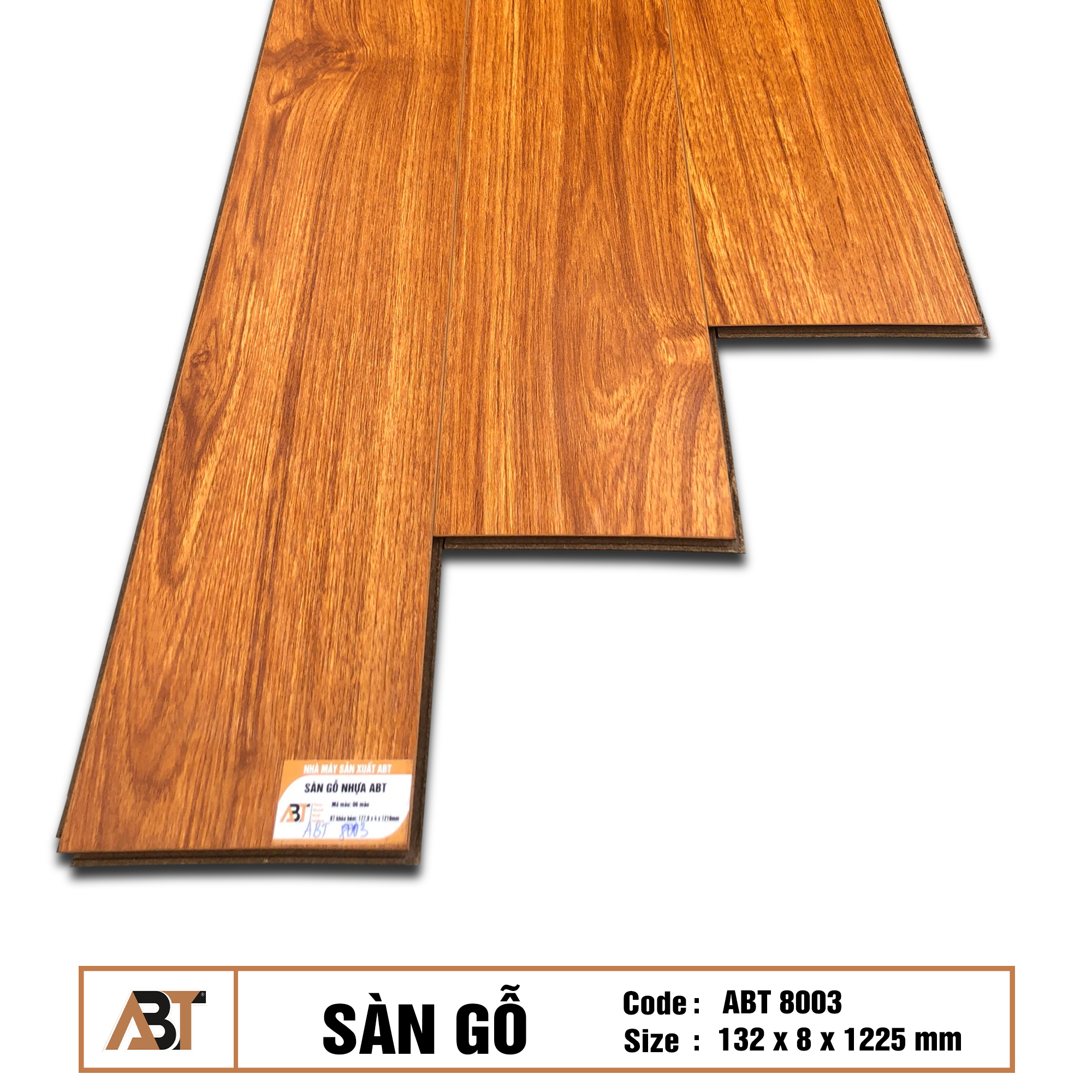Sàn gỗ 8mm ABT8003 ( KT : 132*8*1225mm)