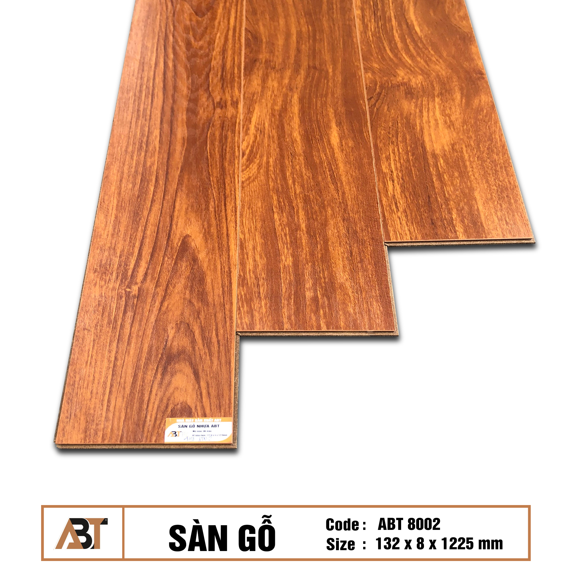 Sàn gỗ 8mm ABT8002 ( KT : 132*8*1225 mm )