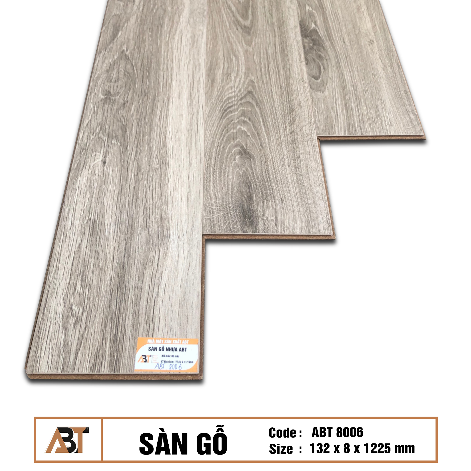 Sàn gỗ 8mm ABT8006 (KT : 132*8*1225mm)