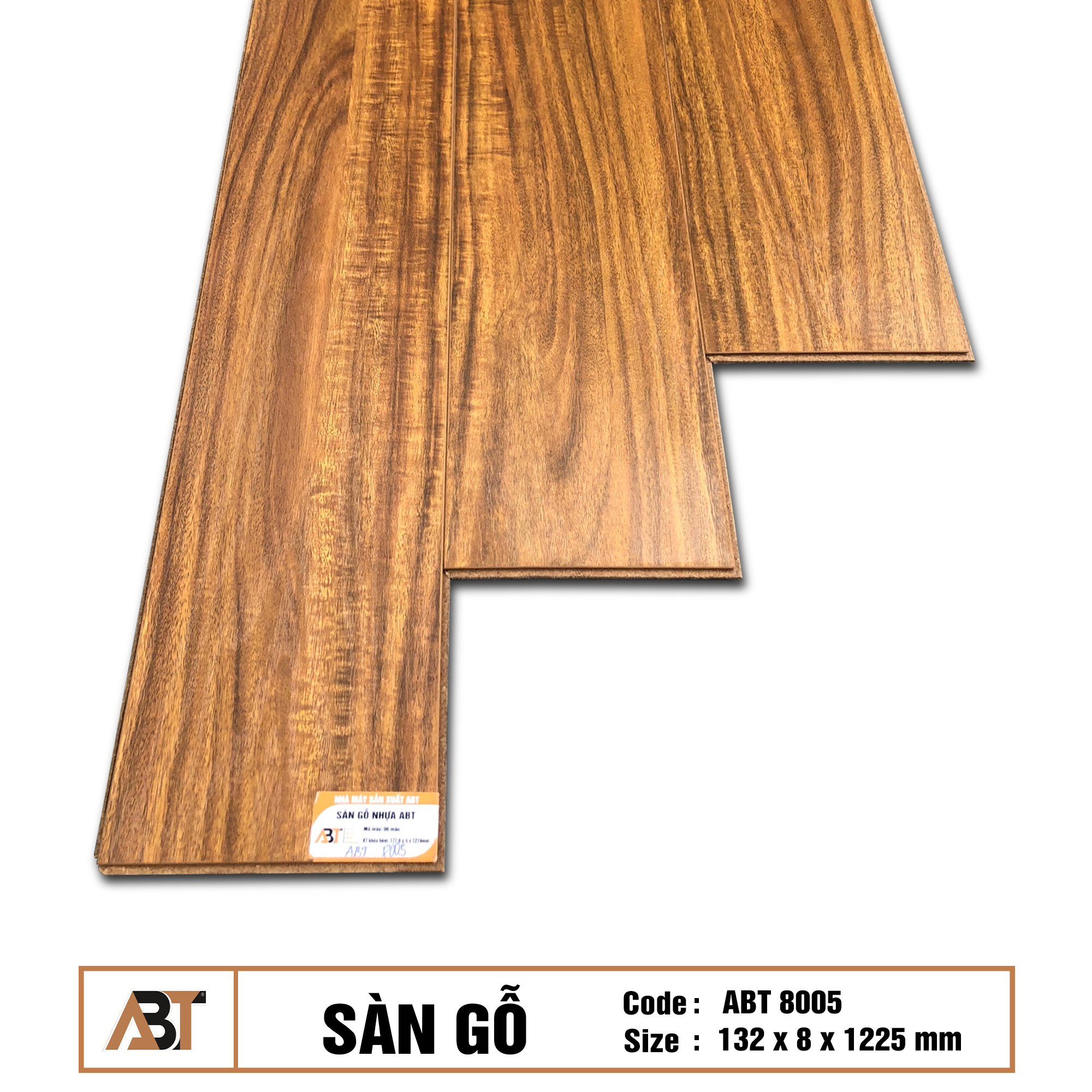Sàn gỗ 8mm ABT8005 ( KT : 132*8*1225mm)