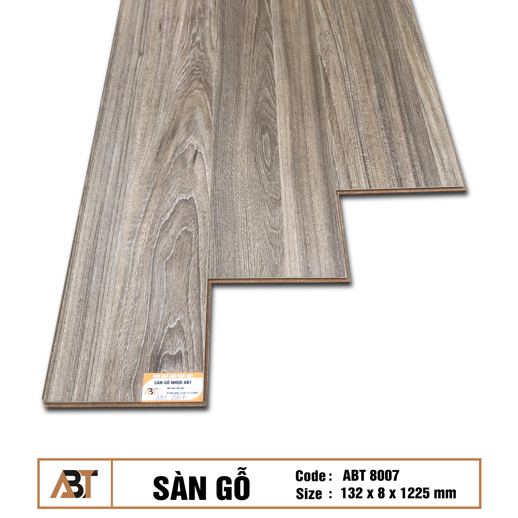 Sàn gỗ 8mm ABT8007 (KT : 132*8*1225mm)